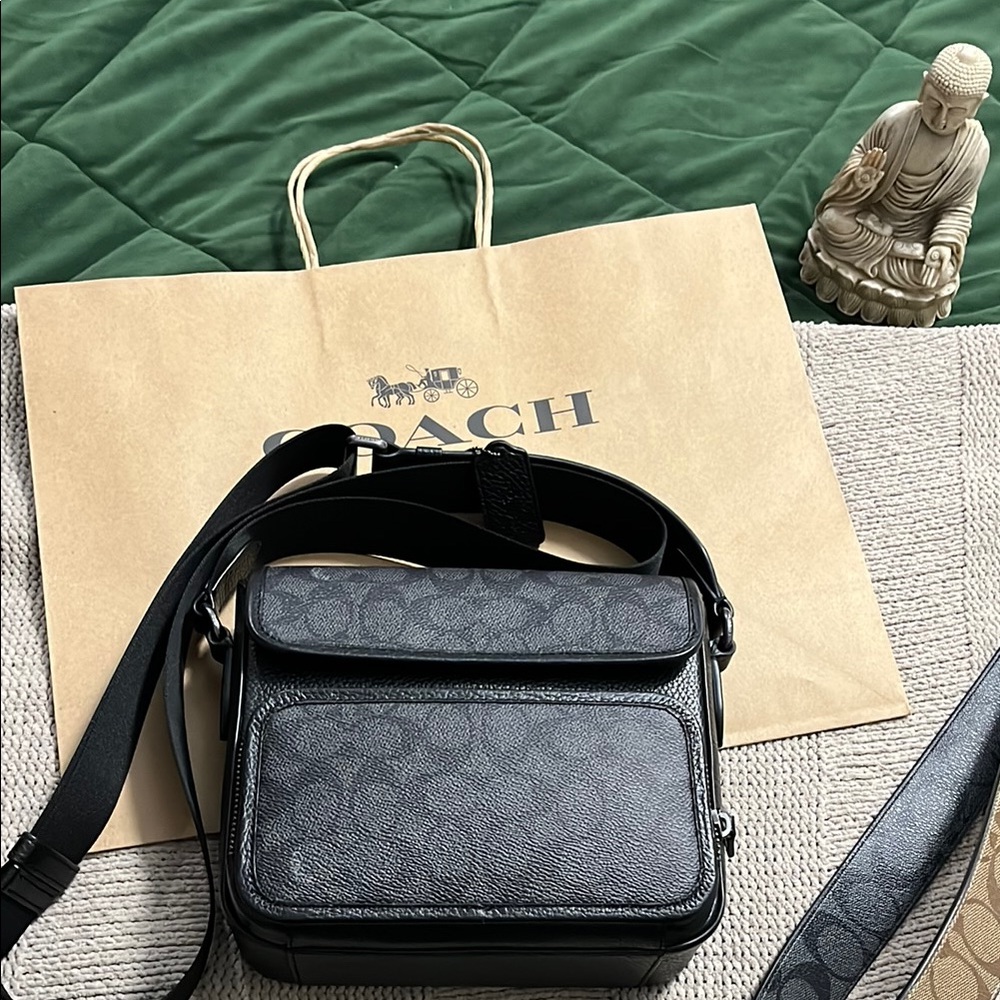 Coach Black Messenger Bag with Structured Design